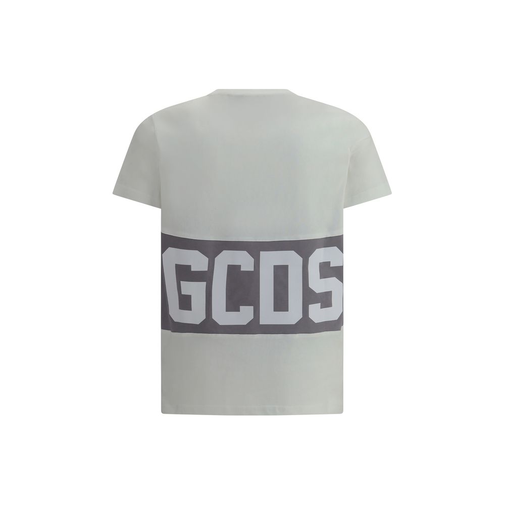 GCDS White Cotton Blend T-Shirt with Logo Print