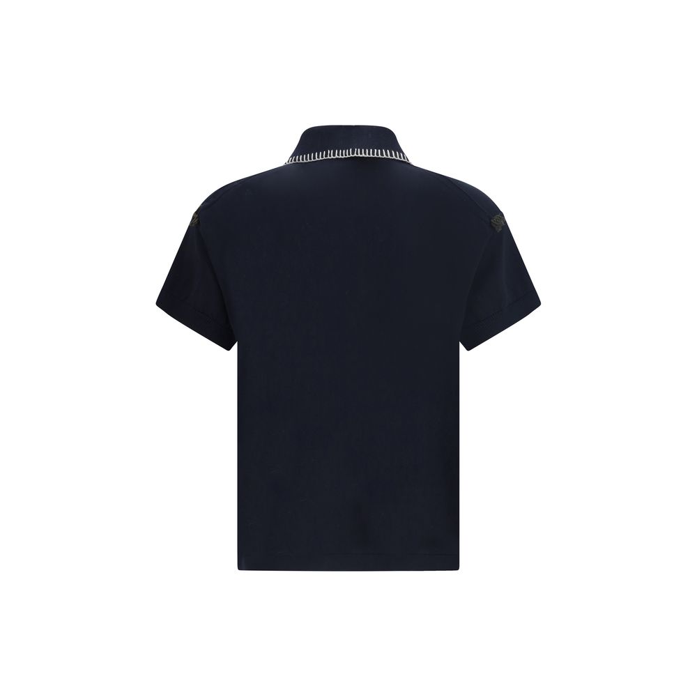 Namacheko White Cotton Polo Shirt with Embroidery on the Collar