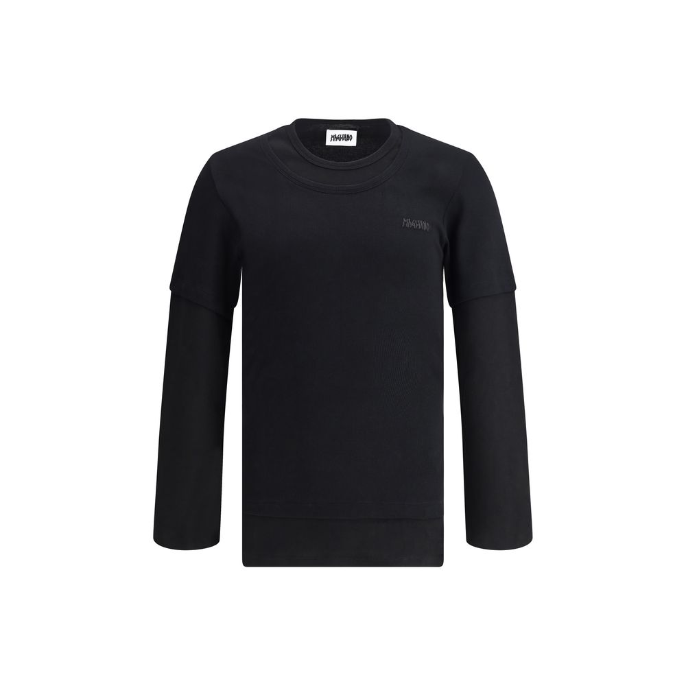 Magliano Black Jersey Long Sleeve Shirt in Luxe Layered Design