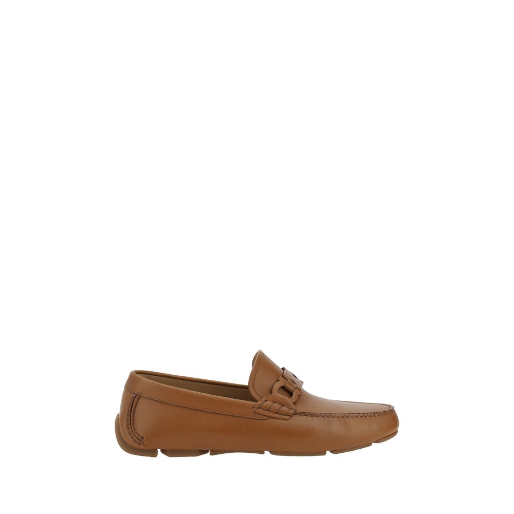Ferragamo Black Luxurious Calfskin Driver Loafers