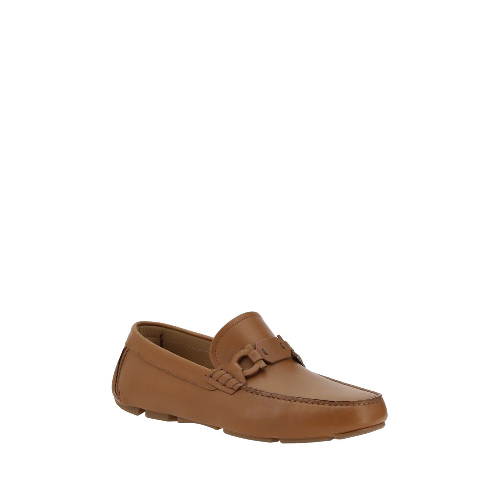 Ferragamo Black Luxurious Calfskin Driver Loafers