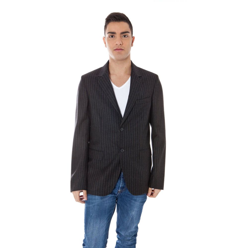 Calvin Klein Gray Wool Jacket for Timeless Sophistication