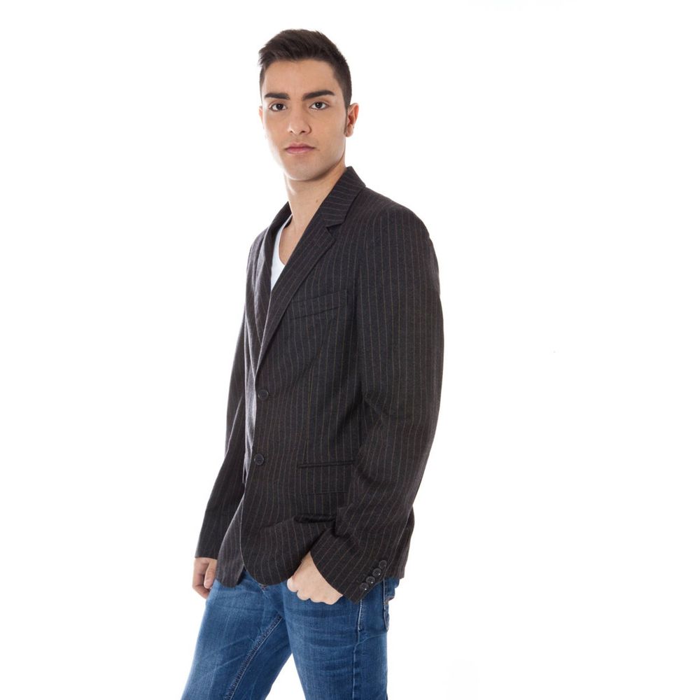 Calvin Klein Gray Wool Jacket for Timeless Sophistication