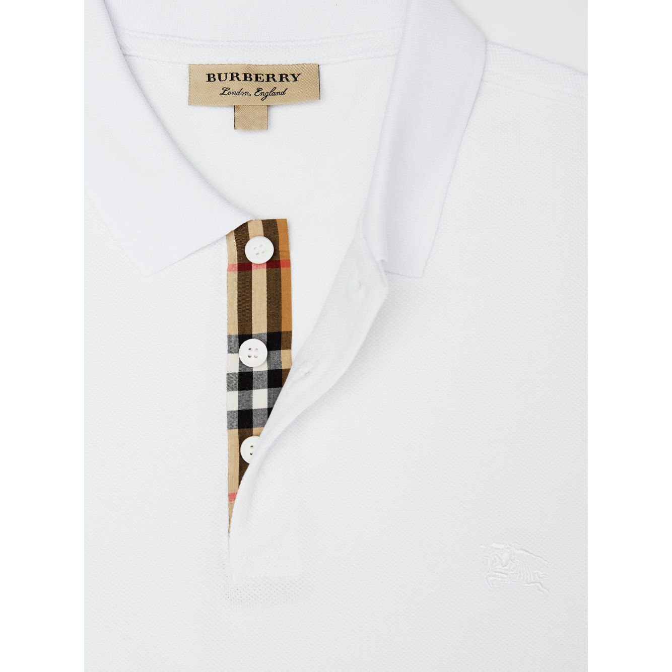 Burberry White Cotton Collared Polo Shirt for Timeless Elegance