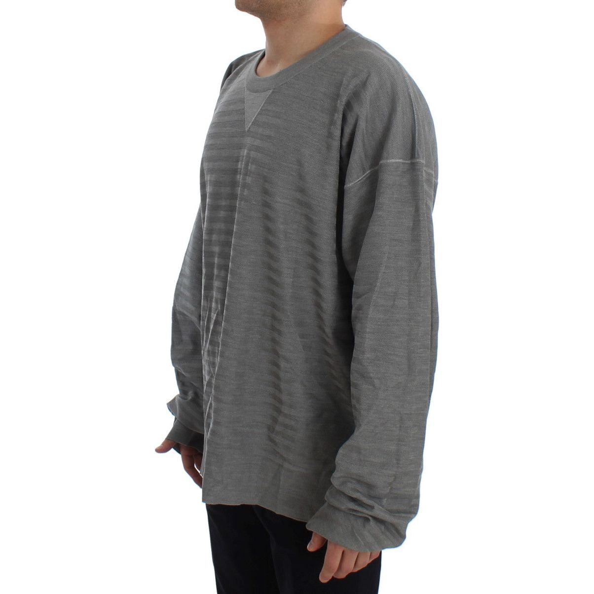 Dolce & Gabbana Elegant Gray Silk Crewneck Pullover Sweater