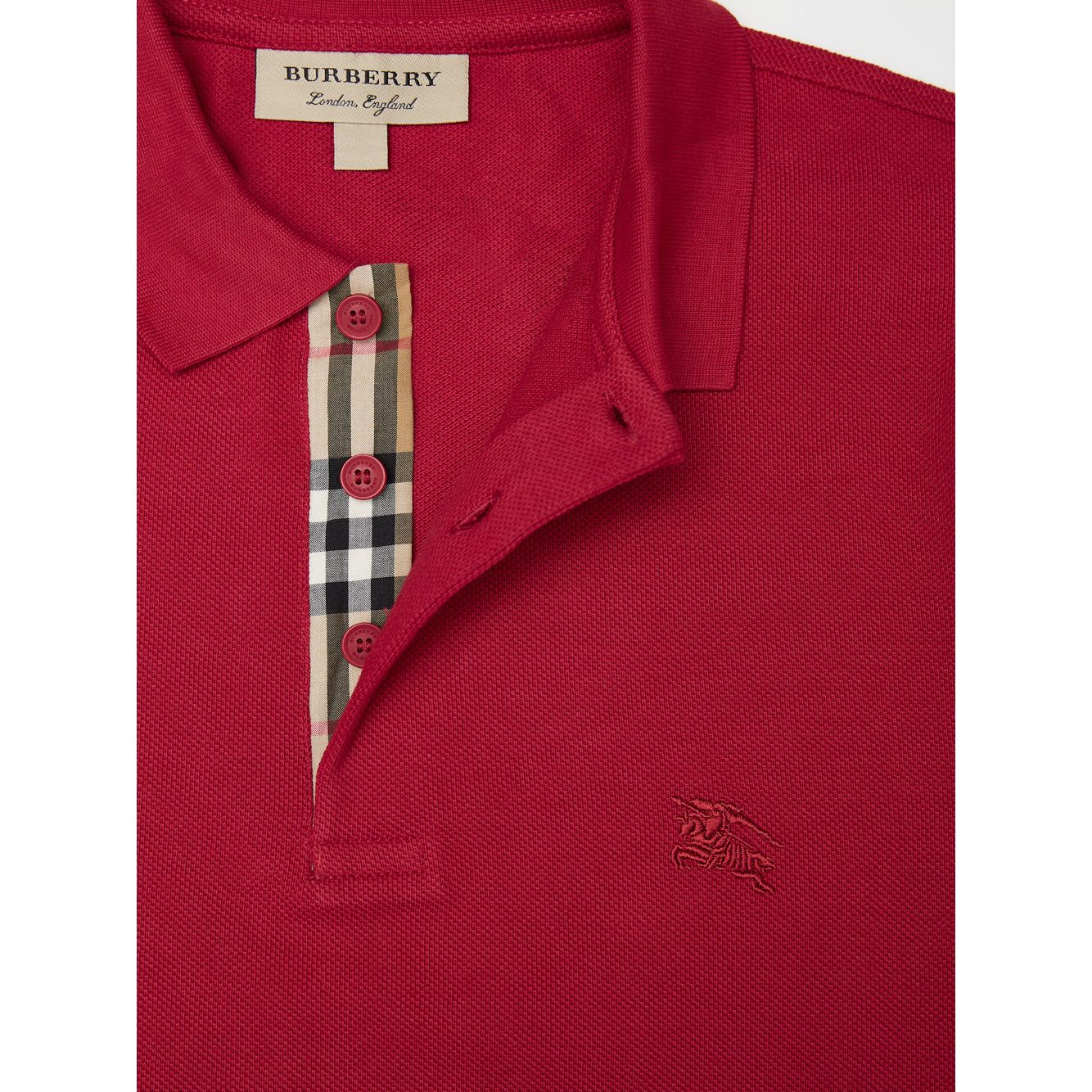 Burberry Red Cotton Collared Polo Shirt for Elegant Style