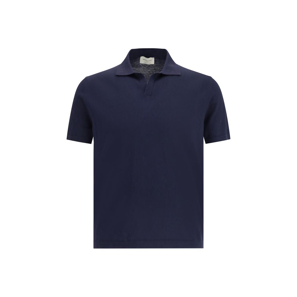 Brooksfield Navy Cotton Knit Polo Shirt - Exquisite Casual Elegance