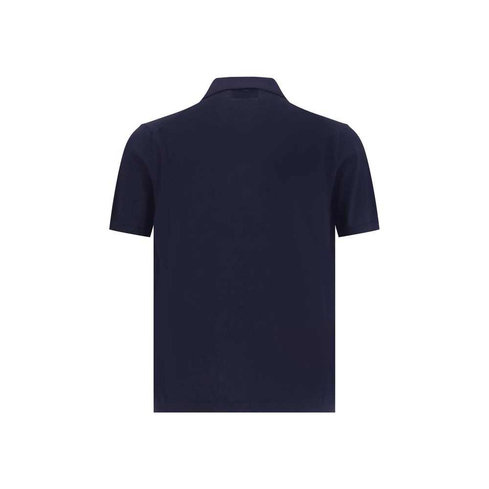 Brooksfield Navy Cotton Knit Polo Shirt - Exquisite Casual Elegance