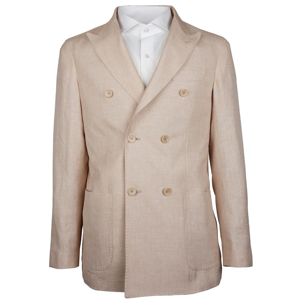 Made in Italy Beige Linen Blazer for Timeless Sophistication