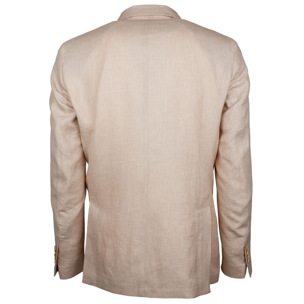 Made in Italy Beige Linen Blazer for Timeless Sophistication