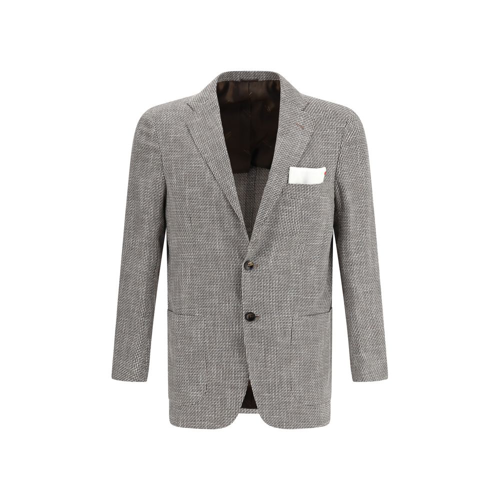 Kiton Grey Virgin Wool Blazer Jacket for Elevated Elegance