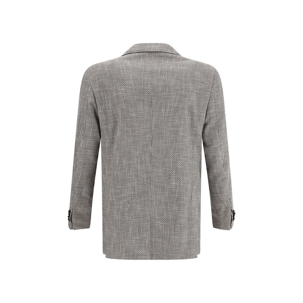 Kiton Grey Virgin Wool Blazer Jacket for Elevated Elegance