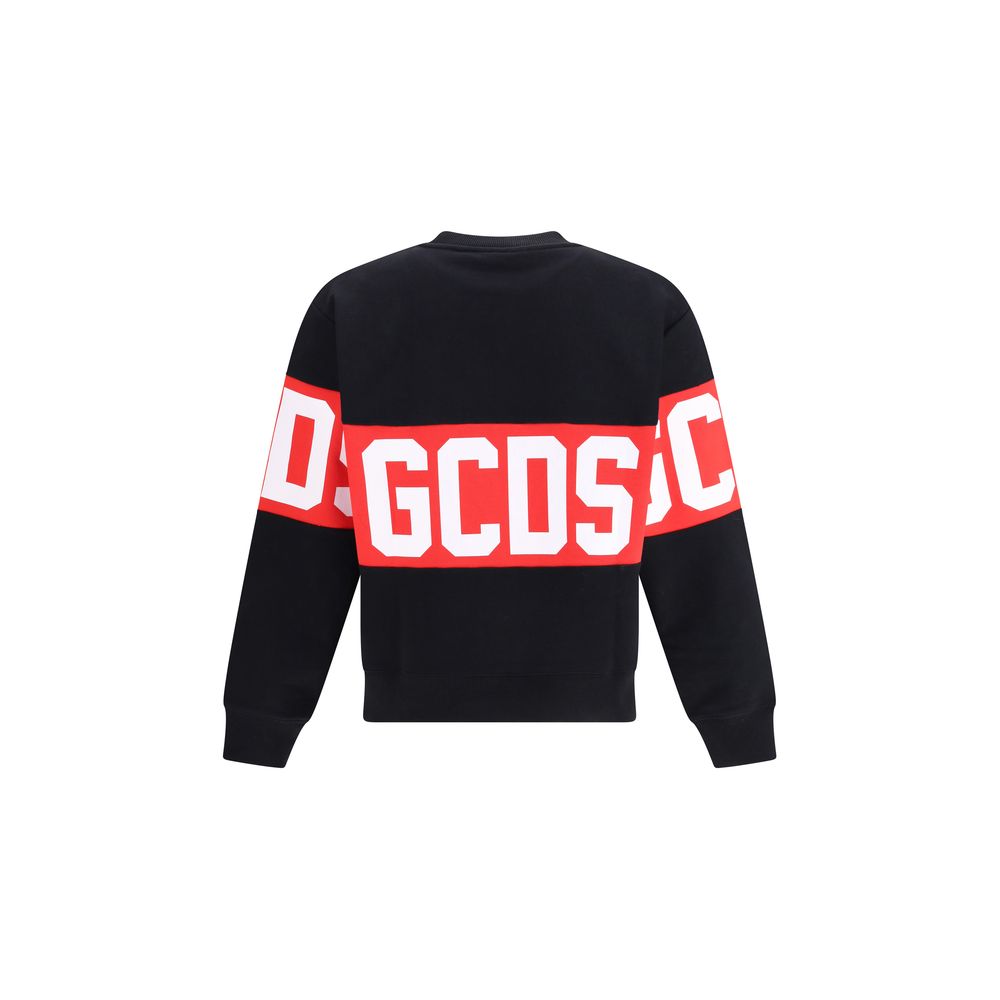 GCDS Black Cotton Logo Band Sweatshirt for Elevated Urban Style