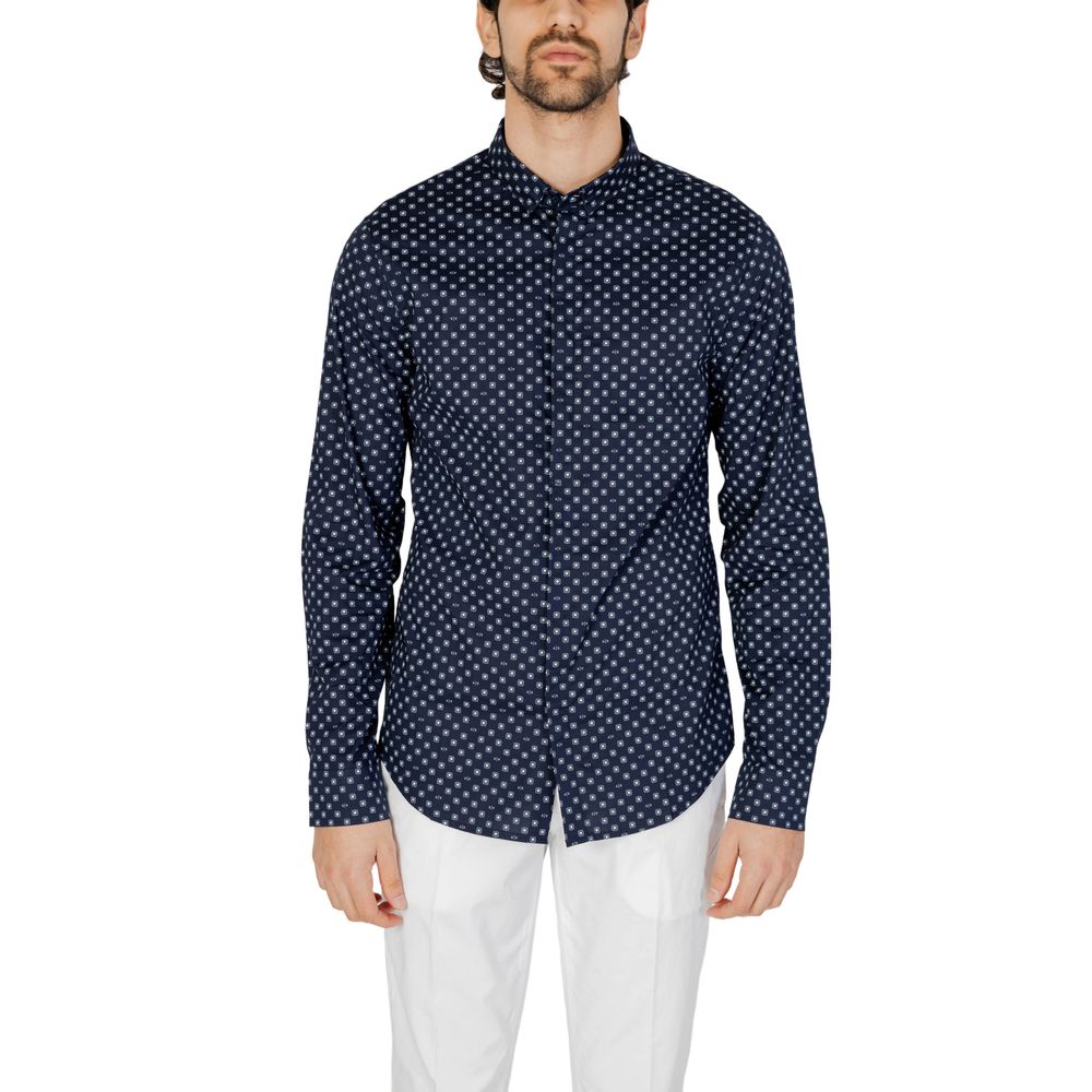 Armani Exchange Blue Cotton Shirt for Effortless Elegance