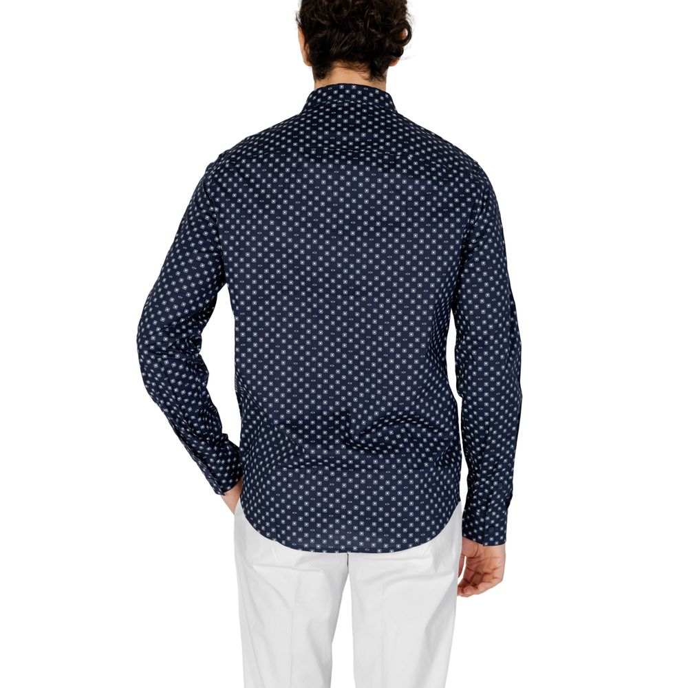 Armani Exchange Blue Cotton Shirt for Effortless Elegance
