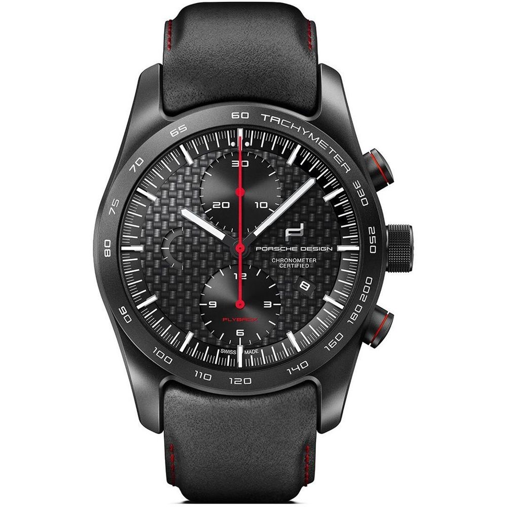Porsche Design Black Leather Watch with Timeless Elegance
