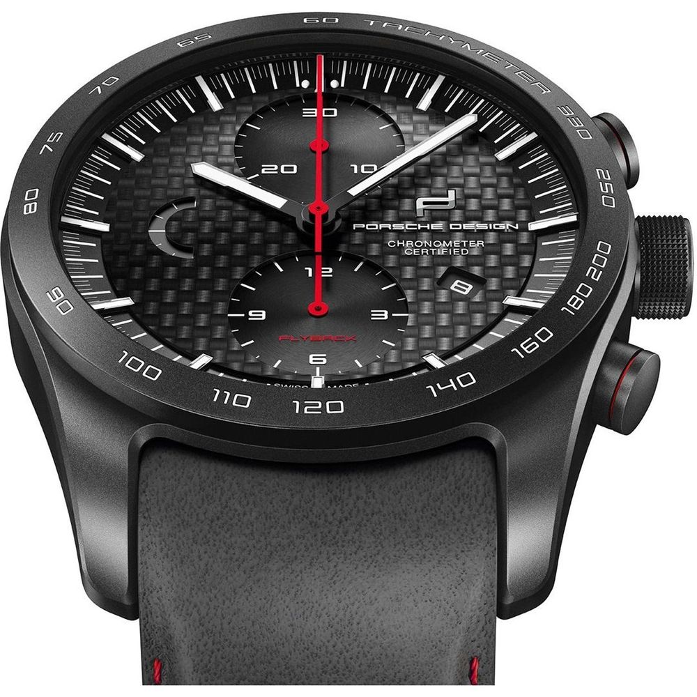 Porsche Design Black Leather Watch with Timeless Elegance