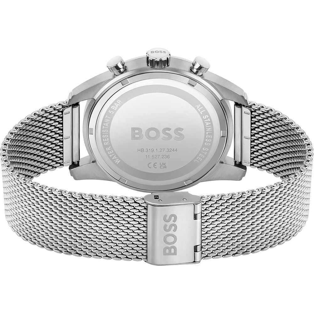 Hugo Boss Silver Stainless Steel Watch with Green Dial