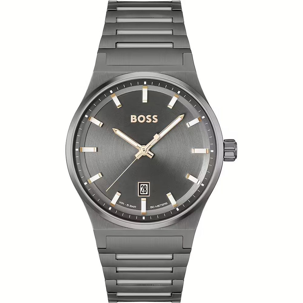 Hugo Boss Gray Stainless Steel Watch for Elevated Sophistication