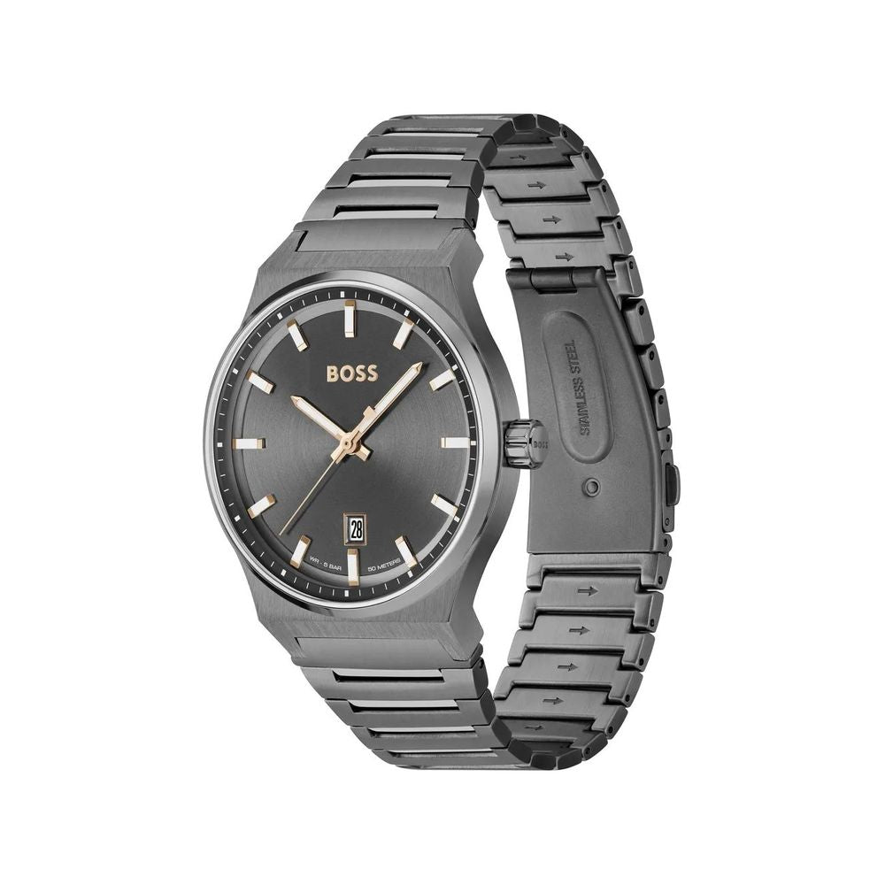 Hugo Boss Gray Stainless Steel Watch for Elevated Sophistication