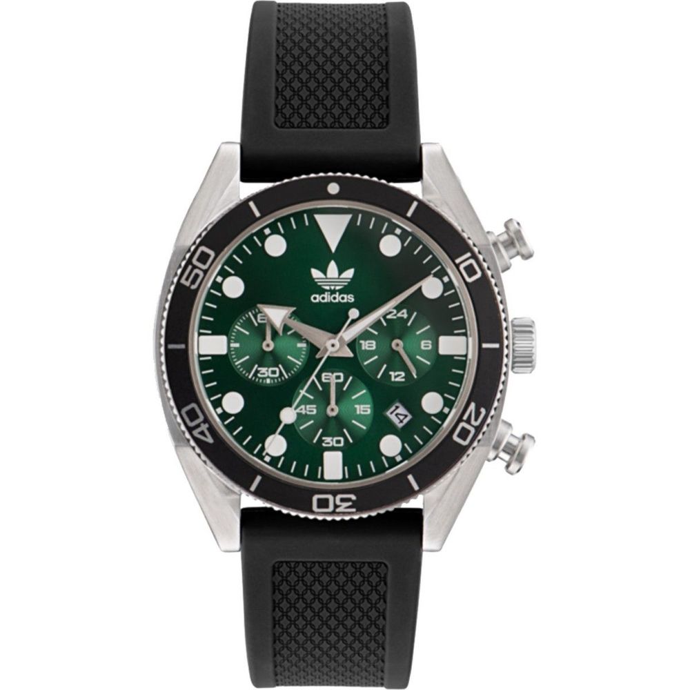 Adidas Black Silicone Watch with Dynamic Green Dial