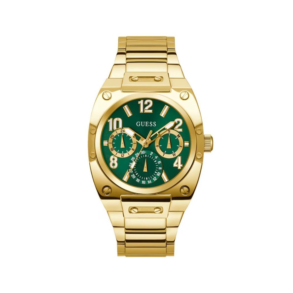 Guess Gold Stainless Steel Watch with Striking Green Dial