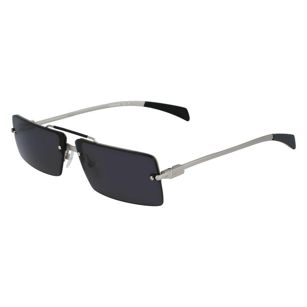 Ferragamo Gray Metal Sunglasses for Effortless Elegance
