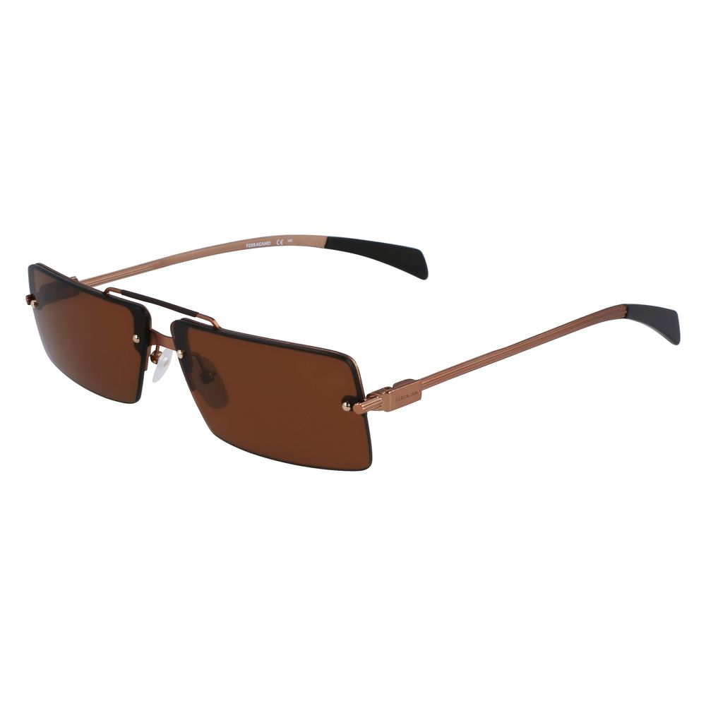 Ferragamo Yellow Metal Sunglasses for Elevated Elegance