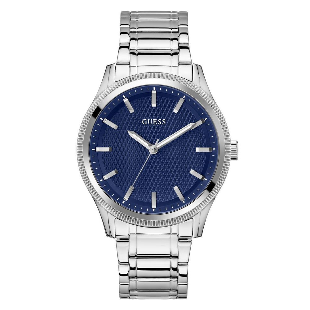 Guess Gray Stainless Steel Watch with Blue Dial Elegance