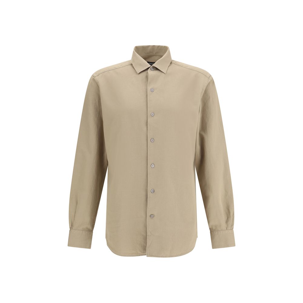 ZEGNA White Cotton and Linen Shirt in Timeless Elegance