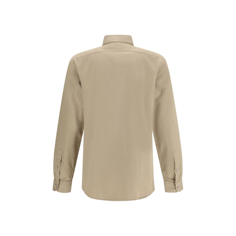 ZEGNA White Cotton and Linen Shirt in Timeless Elegance