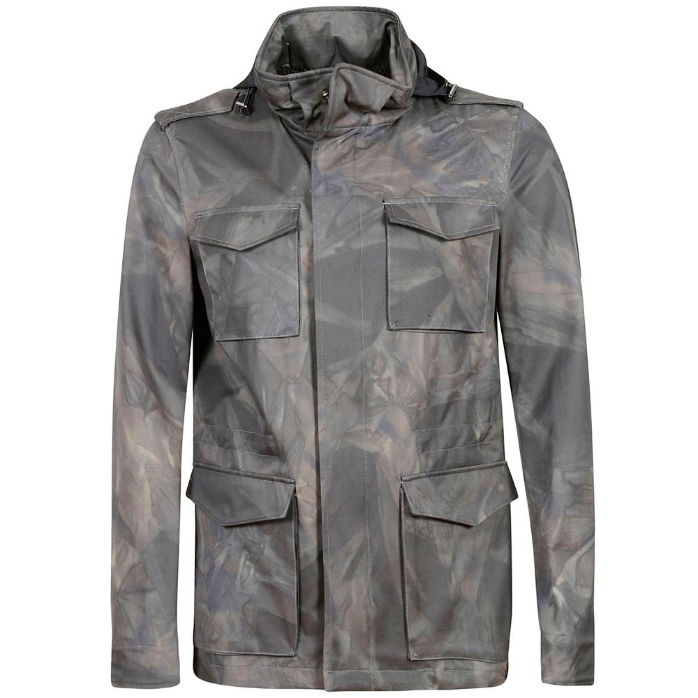 Herno Army Green Cotton Jacket with Contemporary Camouflage Design