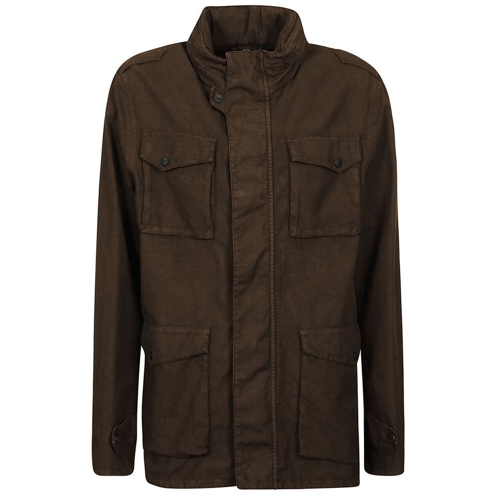 Herno Brown Linen Jacket for Elevated Seasonal Styling