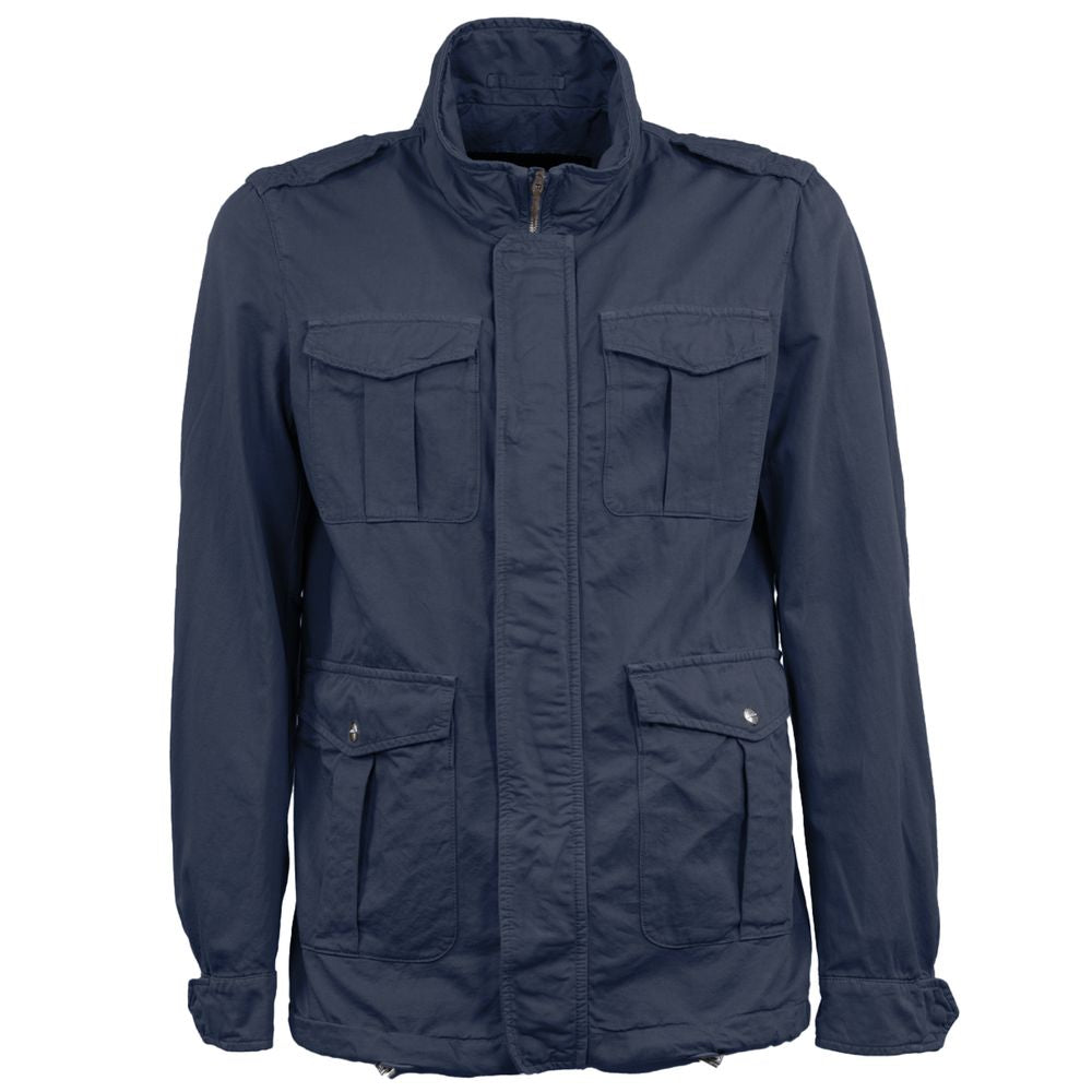 Herno Blue Cotton Jacket for Timeless Sophistication