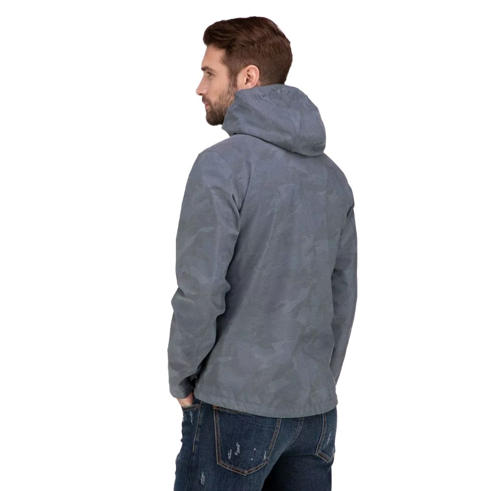 Herno Blue Nylon Jacket with Distinctive Camouflage Design