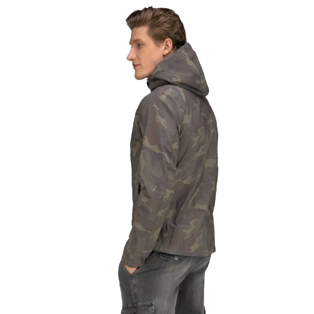 Herno Army Green Nylon Jacket with Distinctive Camouflage Print