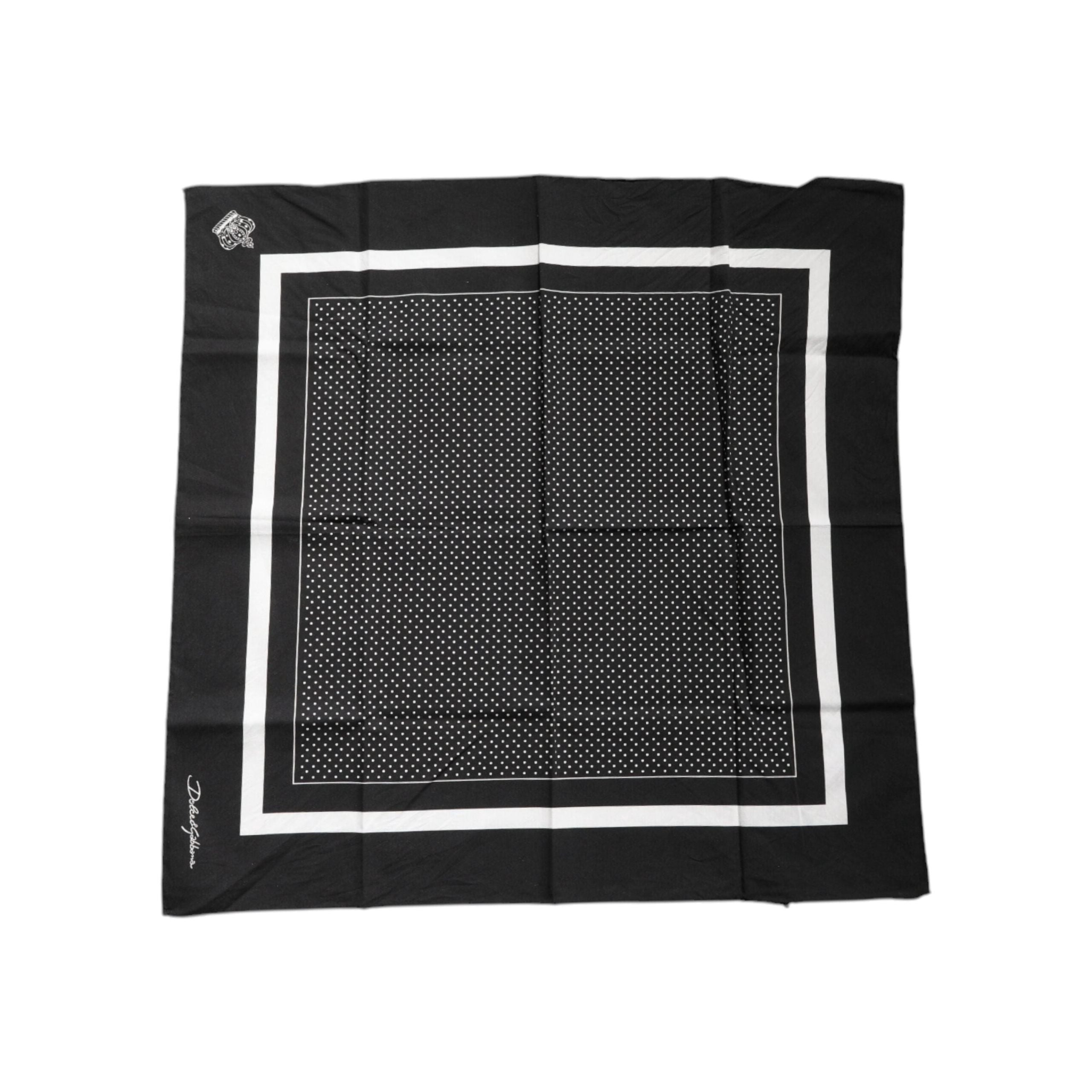 Dolce & Gabbana Black Polka Dots Cotton Handkerchief Scarf