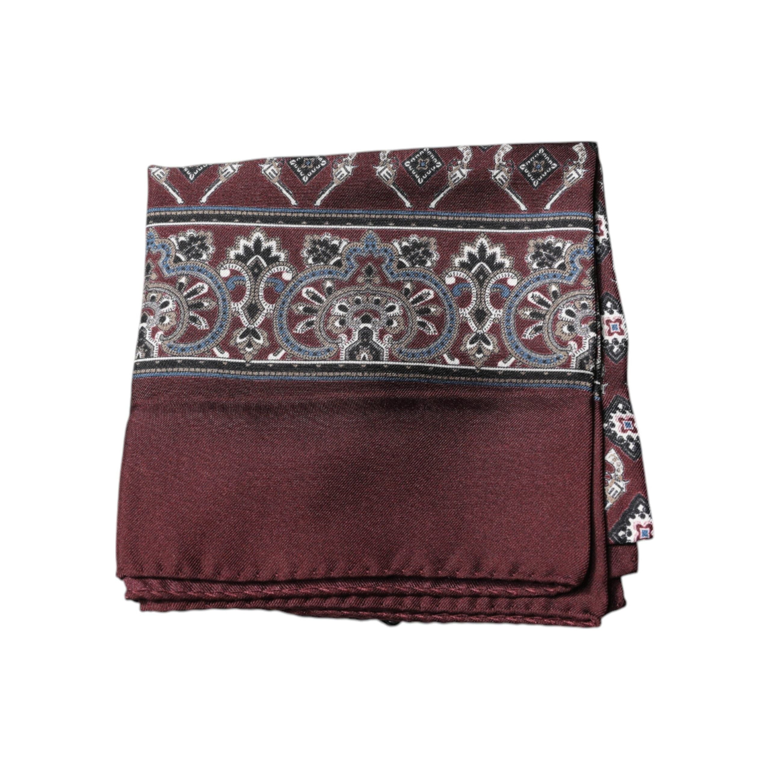 Dolce & Gabbana Maroon Silk Square Handkerchief Scarf