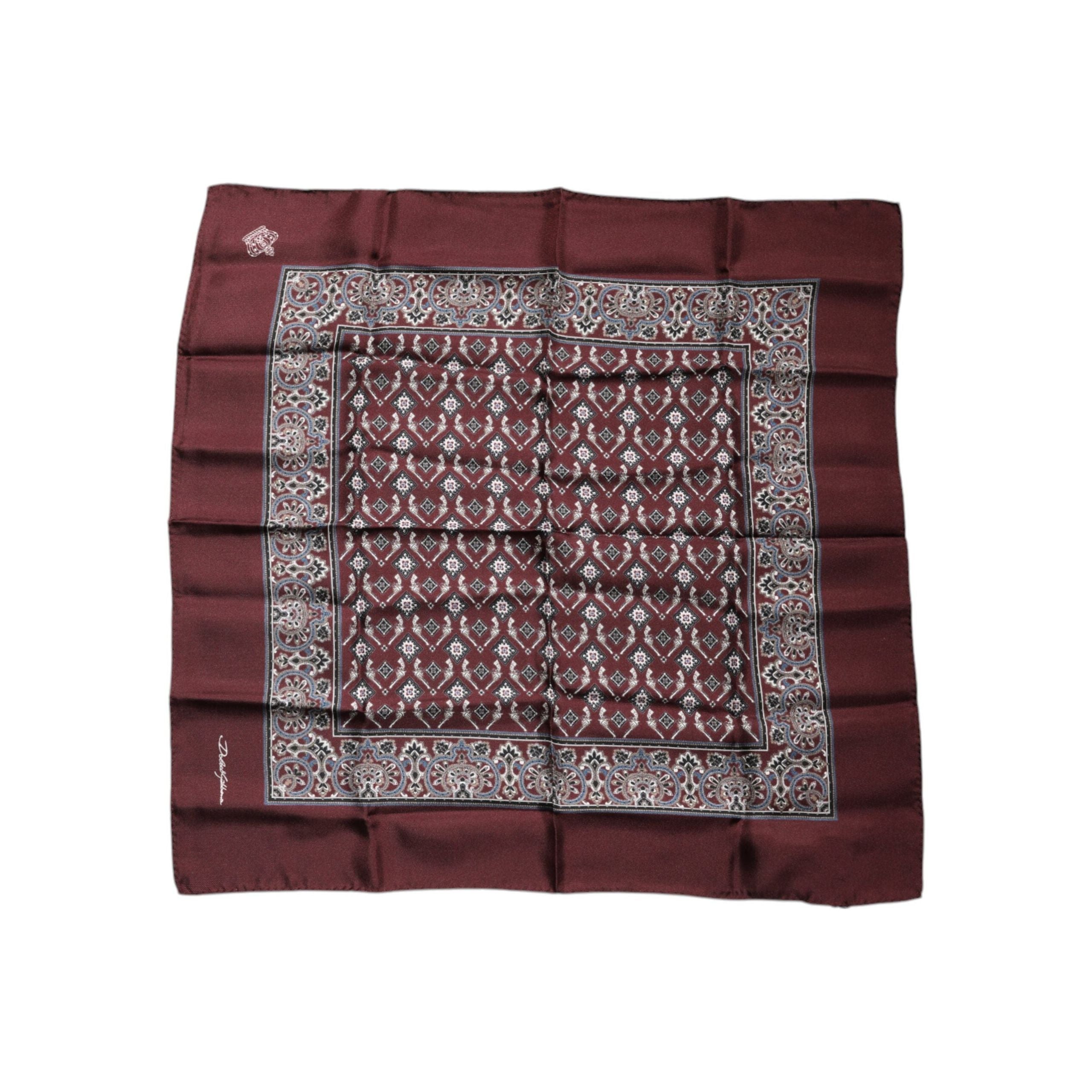 Dolce & Gabbana Maroon Silk Square Handkerchief Scarf