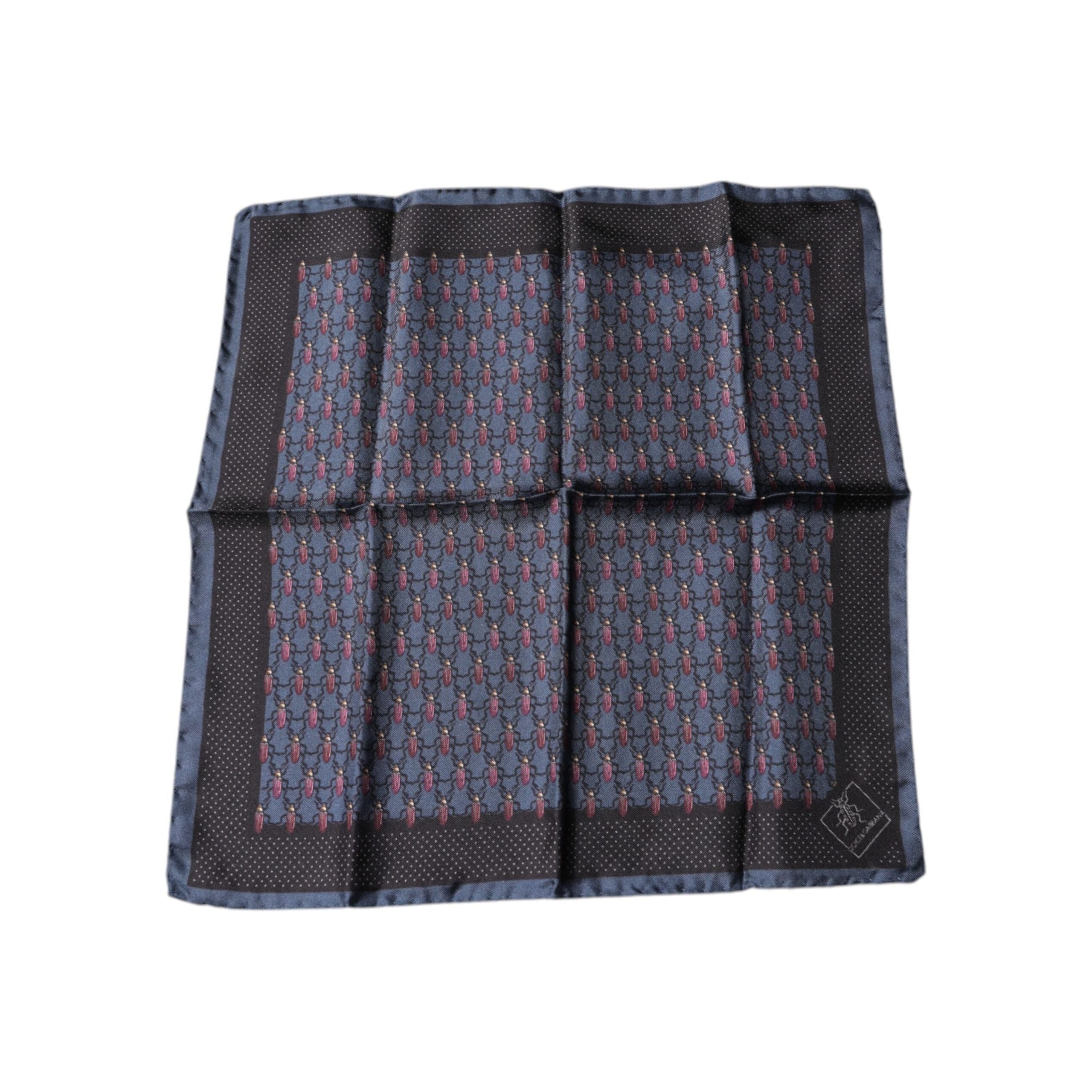 Dolce & Gabbana Dark Blue Silk Square Handkerchief Scarf