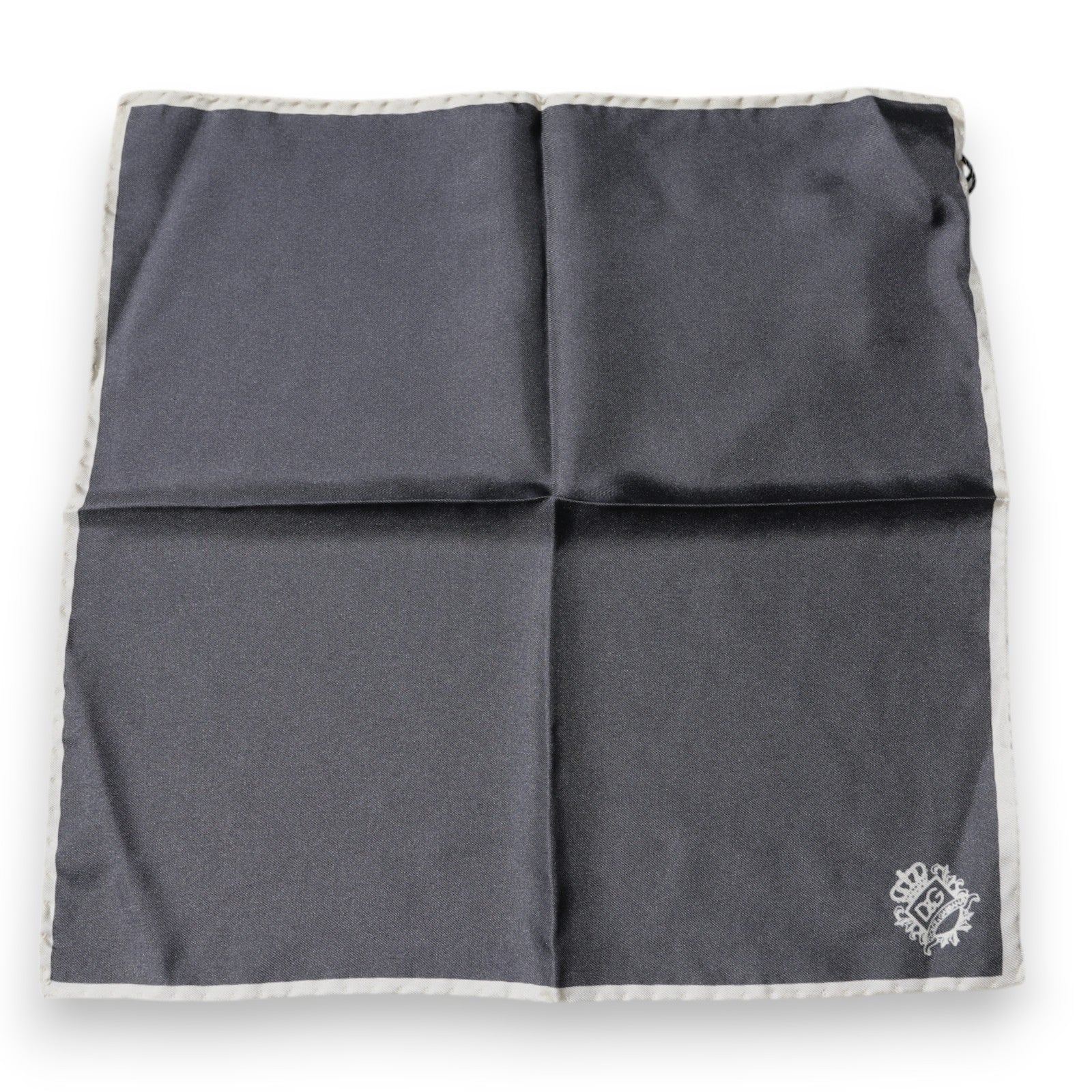 Dolce & Gabbana Gray Silk Crown Logo Square Scarf