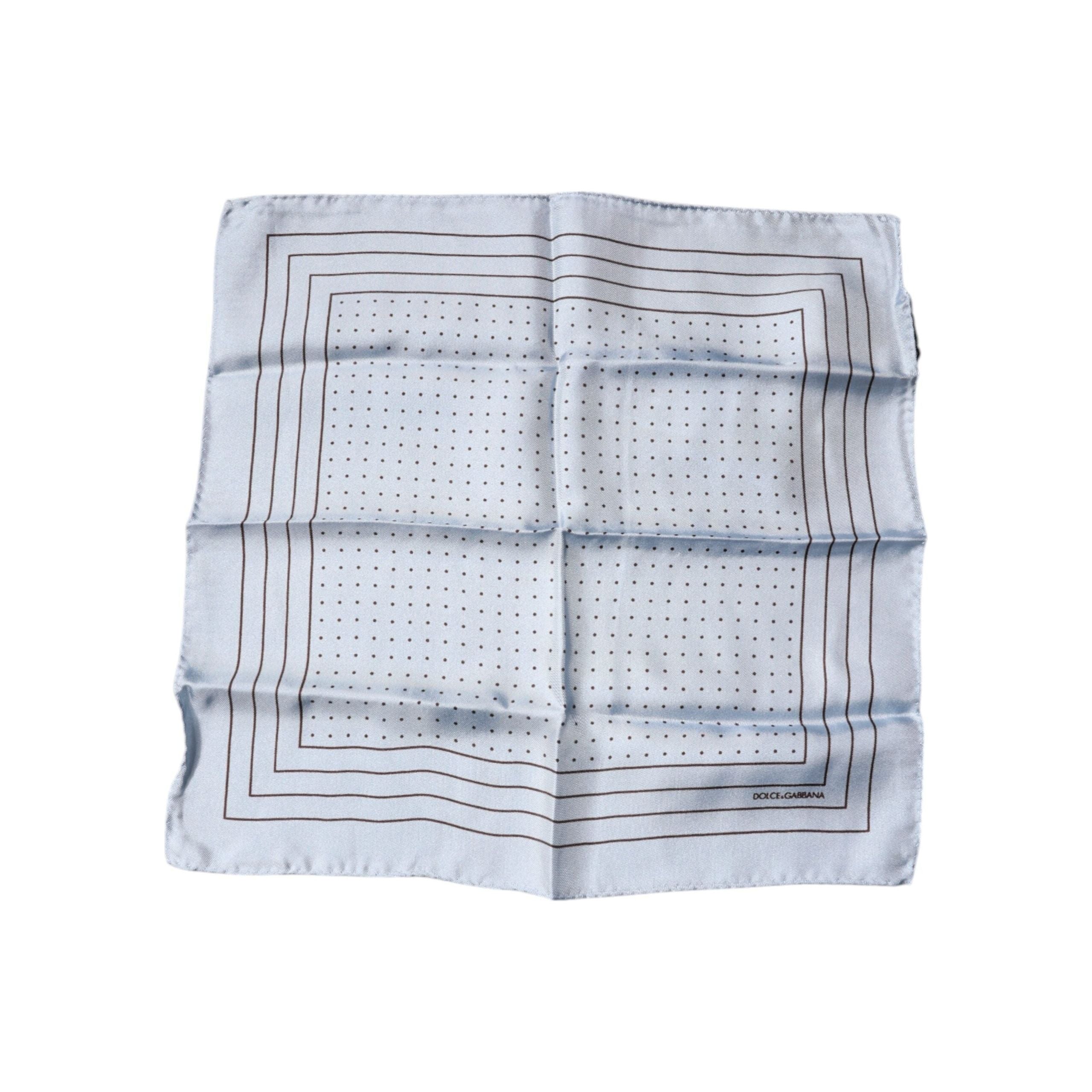 Dolce & Gabbana Sky Blue Silk Polka Dot Handkerchief Scarf