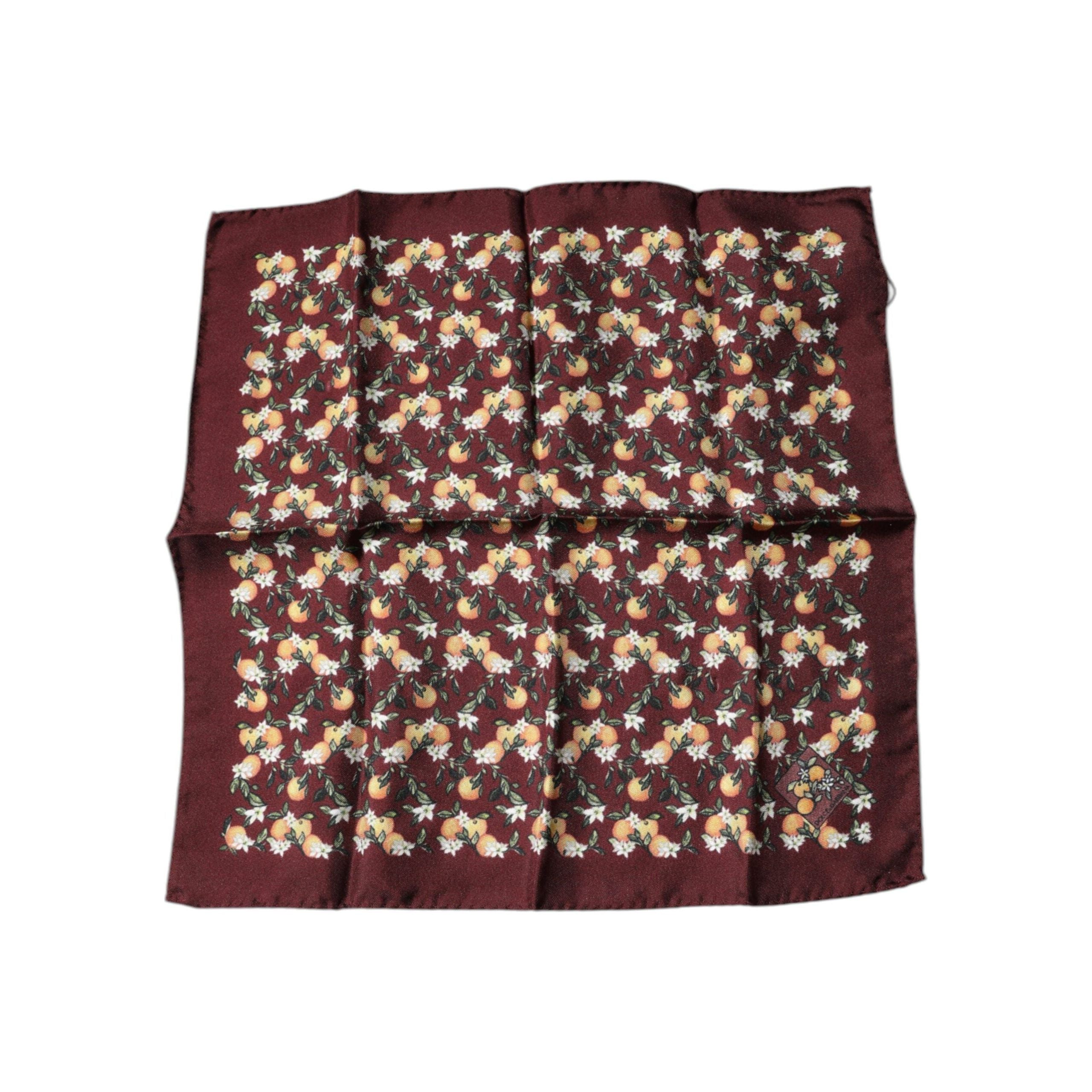 Dolce & Gabbana Maroon Silk Square Handkerchief Scarf
