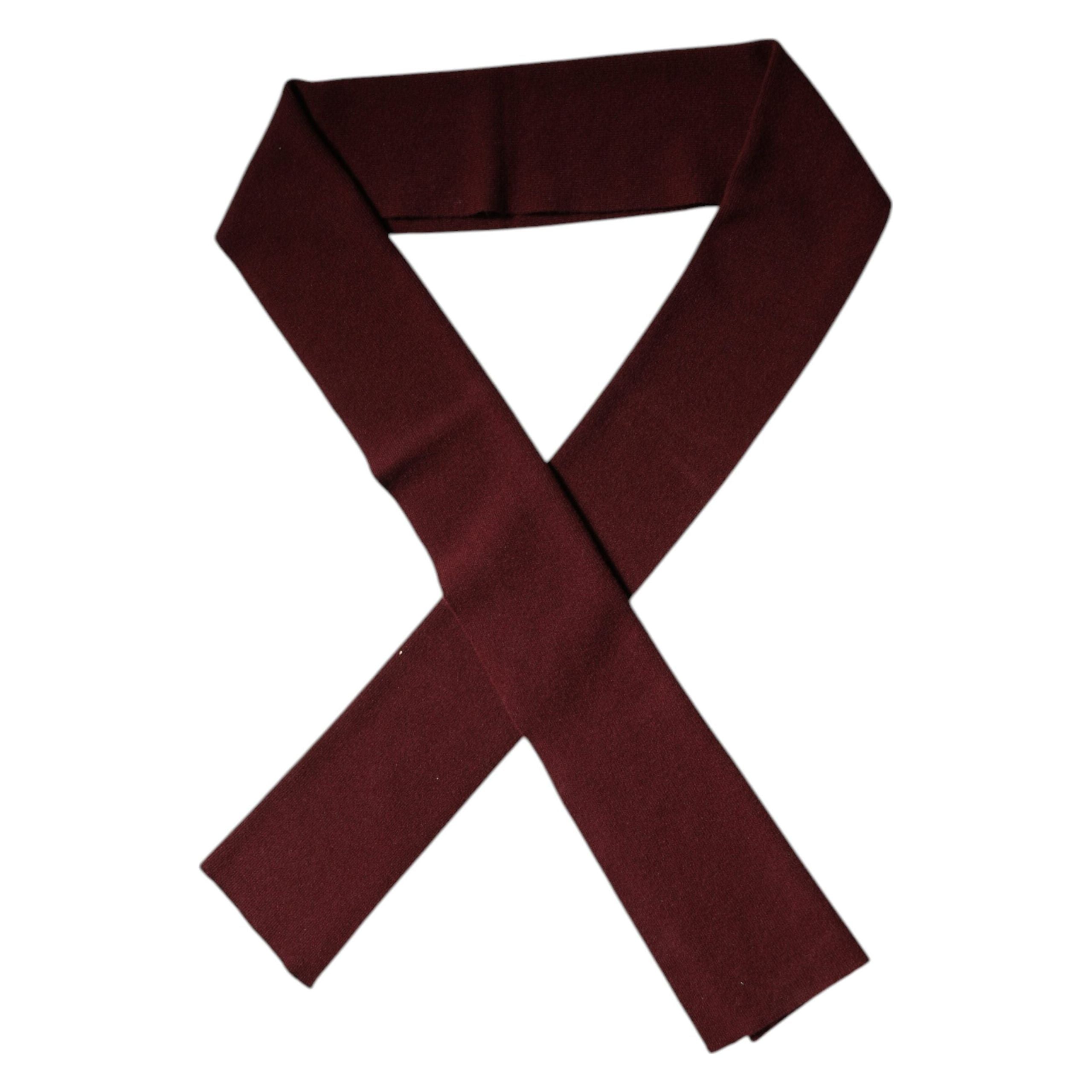 Dolce & Gabbana Maroon Cashmere Skinny Neck Wrap Scarf