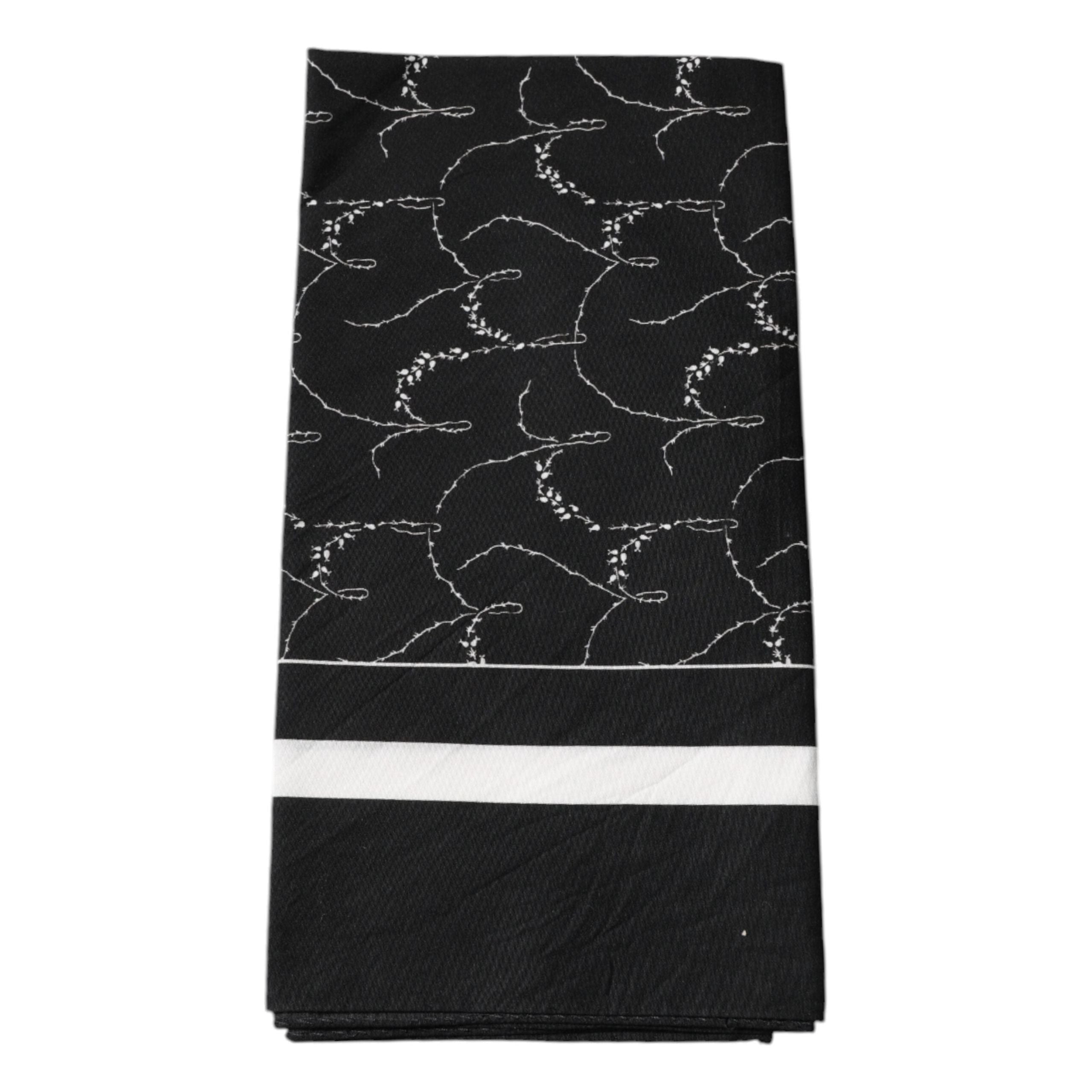 Dolce & Gabbana Black Patterned Cotton Handkerchief Scarf