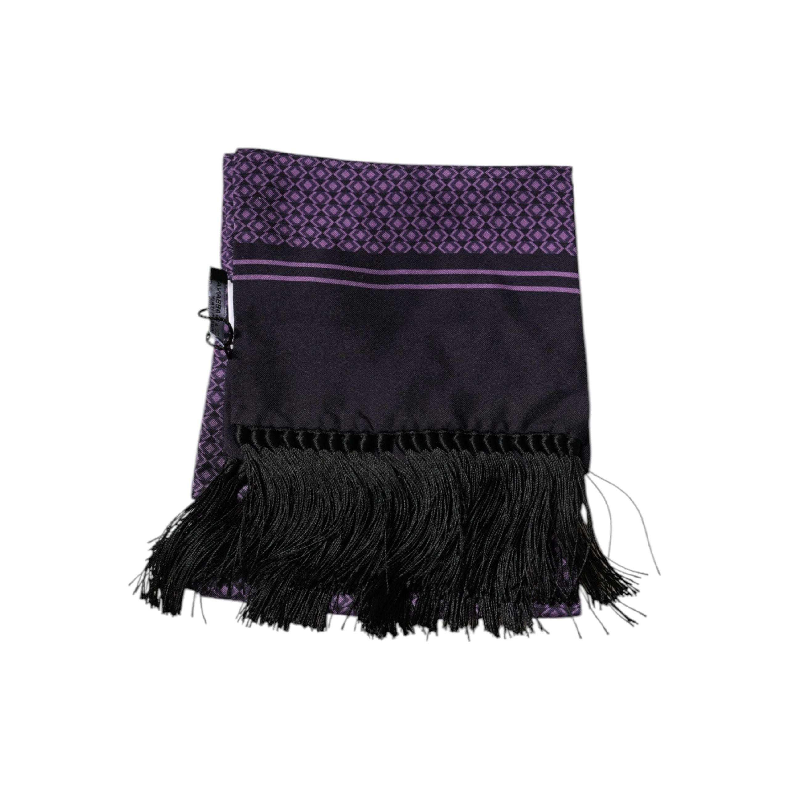 Dolce & Gabbana Purple Silk Fringes Neck Wrap Scarf
