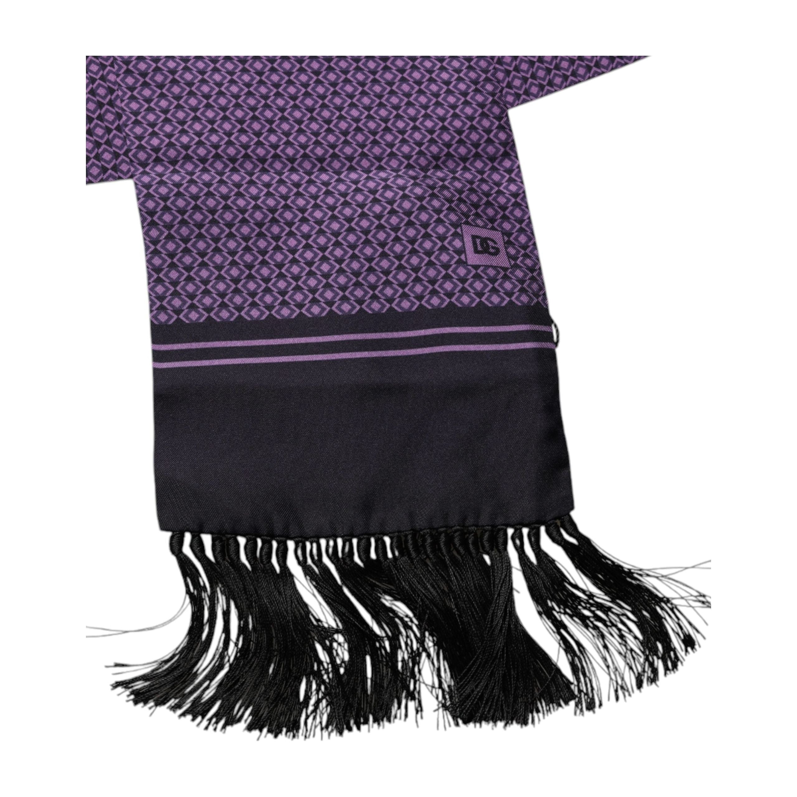 Dolce & Gabbana Purple Silk Fringes Neck Wrap Scarf