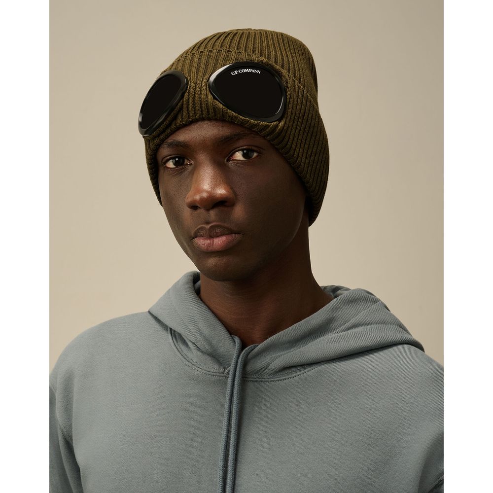 C.P. Company Black Wool Cap for Elevated Style