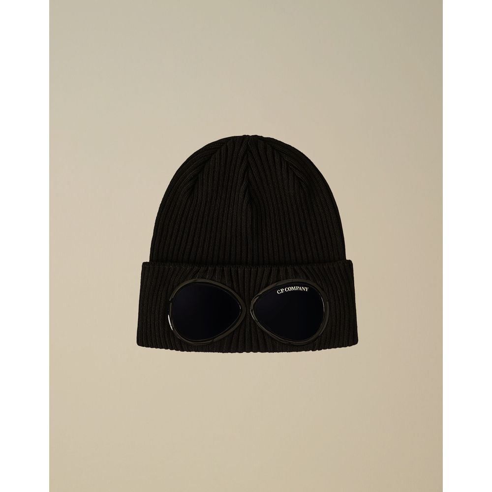 C.P. Company Black Wool Cap for Refined Style