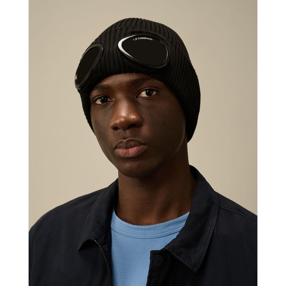 C.P. Company Black Wool Cap for Refined Style